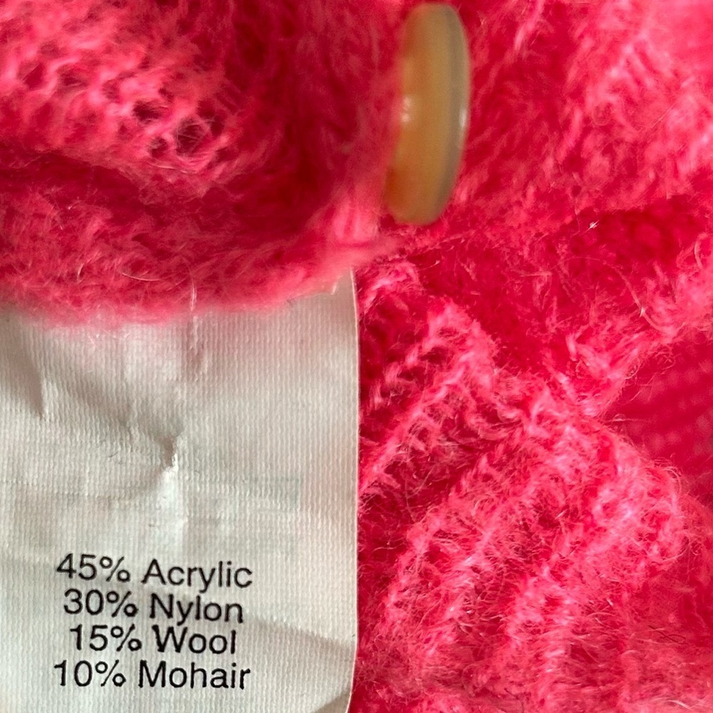 J. Crew Neon Pink Mohair Blend Cardigan Sweater XS - Picture 4 of 6